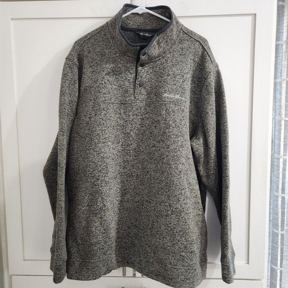 Eddie Bauer Radiator Fleece Quarter Snap Button Pullover Sweater Gray Mens XXL